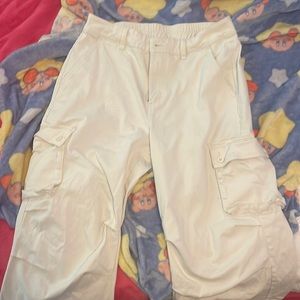 Cream baggy cargo pants